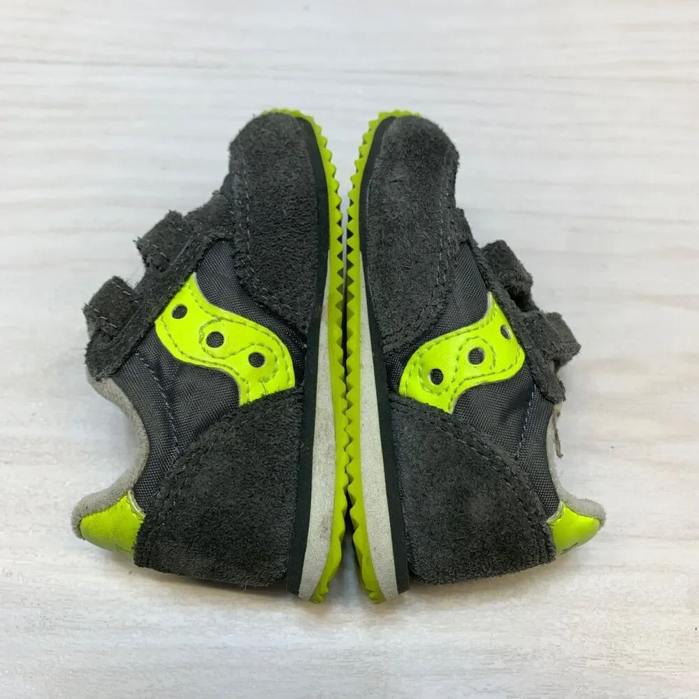 SAUCONY‎ Originals Size 3M Boys Baby Jazz Hook & Loop Sneaker Grey & Neon